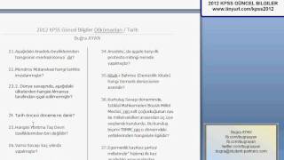 KPSS 2012 Güncel Bilgiler - Tarih Soruları ( 40 Soru / 40 Cevap )