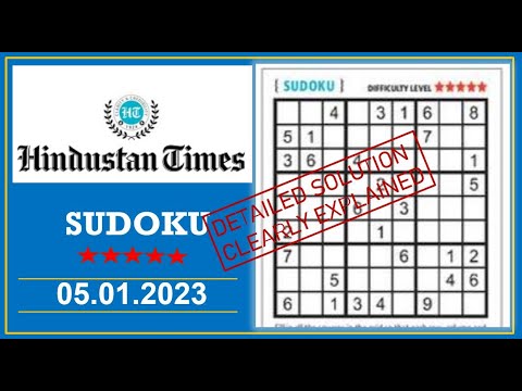 How to Solve 5 Star Hindustan Times  Sudoku Jan 05,  2023 -  Step By Step Solution