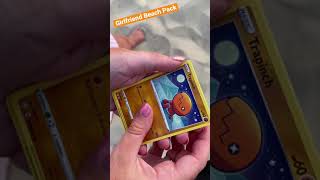 Girlfriend opens Pokemon Pack at the Beach #shorts