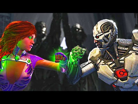Injustice 2 - Starfire vs Cyborg All Intros, Clash Quotes And Supermoves