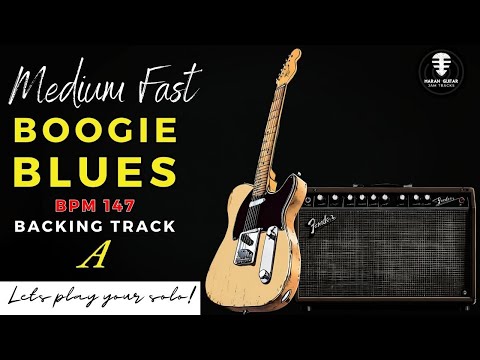 Medium Fast Boogie Blues  BPM 147 backing track - Jam in A