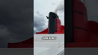 Queen Mary 2 sounds gigantic whistle blast on cue! #cunard
