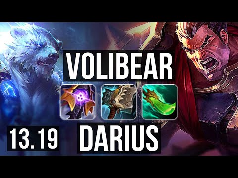 VOLIBEAR vs DARIUS (TOP) | 9 solo kills, Godlike, 12/3/5 | KR Master | 13.19