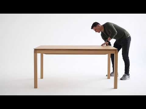 Stół Fameg Ilow ST-1275,  sposób rozkładania stołu Fameg z dostawkami chowanymi pod blatem.