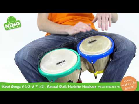 Wood Bongo 6 1/2" & 7 1/2" - Natural Shell/Harekin Hardware - NINO3NT HK