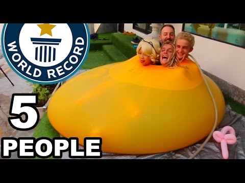 WORLD RECORD!! 5 PEOPLE IN GIANT 6ft WATER BALLOON!! (Ft. ChickyPie) | JOOGSQUAD PPJT