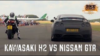 Kawasaki H2 vs Nissan GTR Drag Race