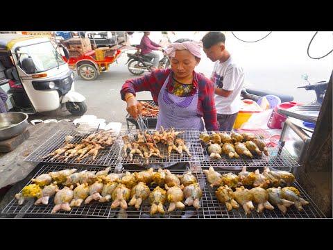 Perfect for Breakfast or Lunch! Grilled Frog, Chicken, Pork on Steamed Rice | Cambodian Street Food