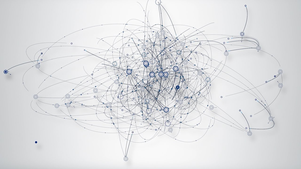 4K Digital Network of Connections Web of Nodes Dots and Lines