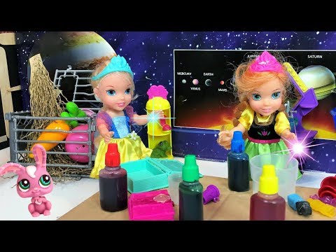 Kindergarten Science! Anna and Elsa Toddlers School Project #1 Barbie Rapunzel Experiments Toys