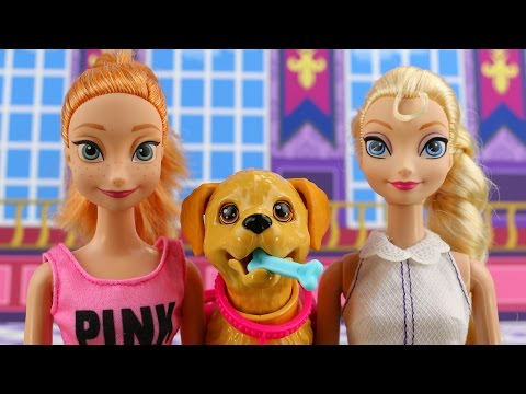 Frozen Anna y Elsa Adoptan a Una Perrita y La Entrenan. AventurasJuguetes