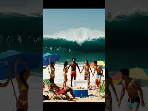 Monster Wave Destroys Beach Party!