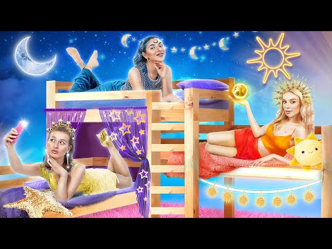 Девушка Луна, девушка Солнце и девушка Звезда построили двухэтажную кровать для тройняшек!