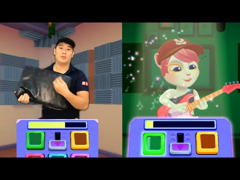 Boy Cute Imitate Angela Playing Guitar - My Talking Angela 2 Real Life VS Game Play