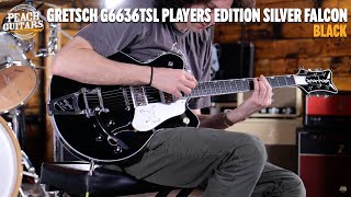 Video thumbnail for No Talking...Just Tones | Gretsch G6636TSL Players Edition Silver Falcon Centre Block | Black by Peach Guitars