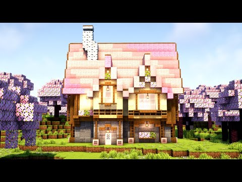 Okazucraft - Minecraft House Tutorial | Cherry Blossom Survival House | How to Build