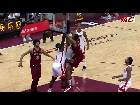 THIS SEQUENCE 😳 Evan Mobley grabs 3-straight offensive boards the POSTERIZES 2 Rockets players 🤯
