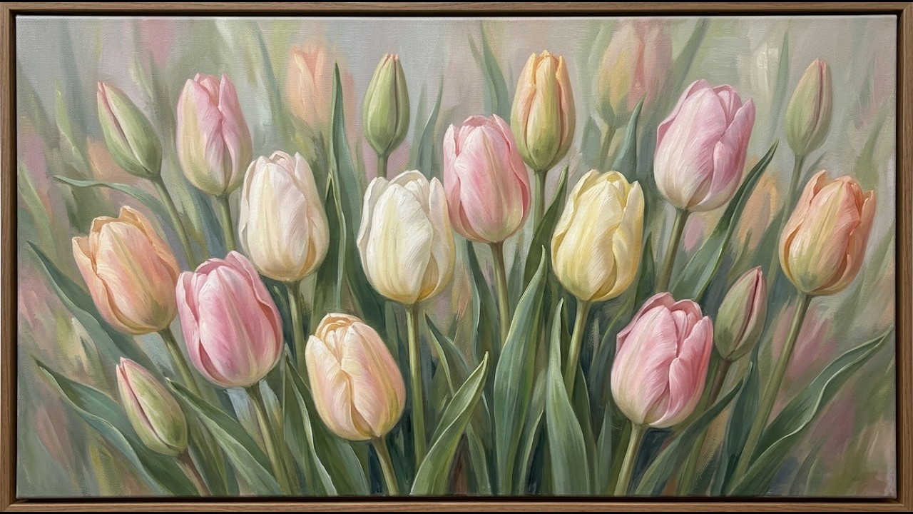Soft Pastel Tulips – 2 Hours of Serene Floral Art | Elegant Ambient for Bars, Cafés & Home Decor TVs