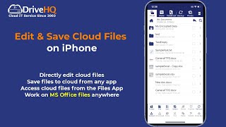 How to Directly Edit Cloud Files (MS Office, Word/Excel) with DriveHQ FileManager for iPhone