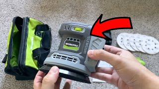WORKPRO Cordless Random Orbital Sander, Brushless, 20V, 2ah Battery, 5in - Unboxing & Demo