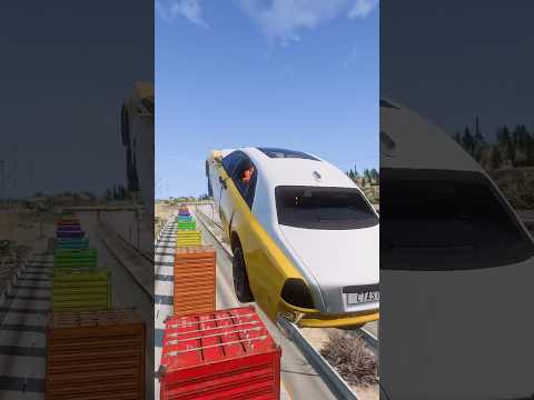 Which Car Jumps The Vertical Containers😲? #shorts