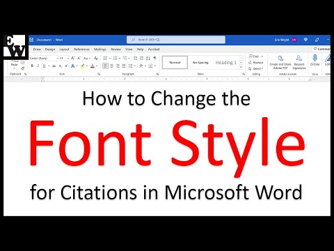 How to Change the Font Style for Citations in Microsoft Word Video