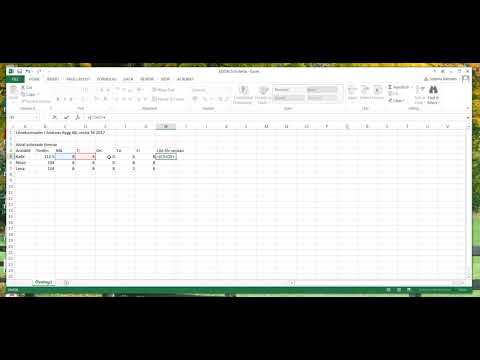 LTH Byggproduktion VBEA30  EXCEL Övning1