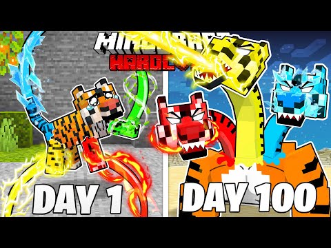 Fozo - I Survived 100 Days as an ELEMENTAL TIGER in HARDCORE Minecraft