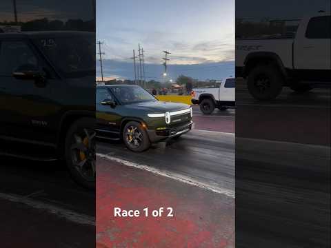 Thumbnail for Rivian R1T (Electric) VS Dodge RAM TRX #1320video #dodge #hellcat #rivian by Rivian