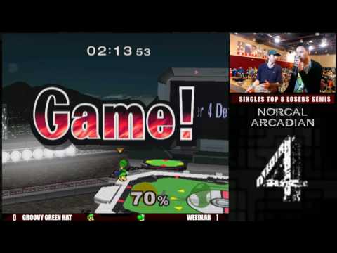 NorCal Arcadian 4 Singles Top 8 Losers Semis Groovy Green Hat (Luigi) vs Weedlar (Yoshi)