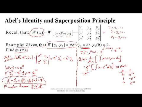 MATH 203, LECTURE 15 Abel’s Identity, Superposition Principle and Particular solution.