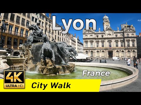 Lyon - Part 1, France - Town Center | Walking Tour (4K UHD & 60 fps) with captions.