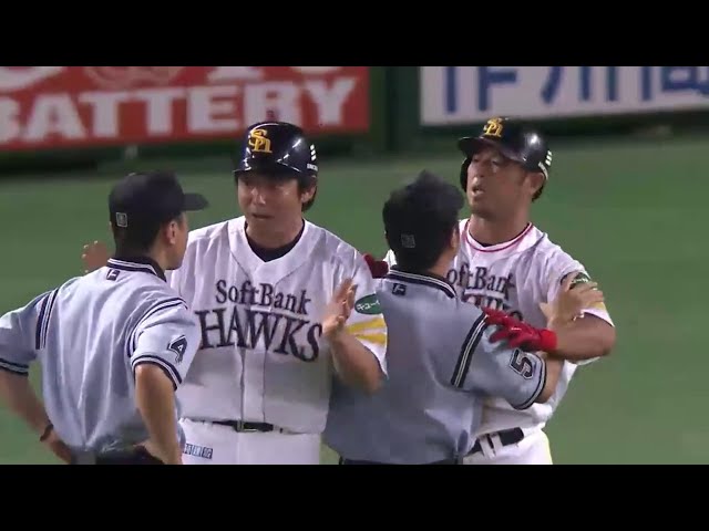 【9回裏】ホークスの代打・松中が執念のヘッドスライディングを見せるも… 2014/8/9 H-F