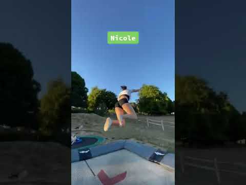 Friends jump on a trampoline and see who can do the coolest trick!