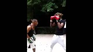Young thug boxing training