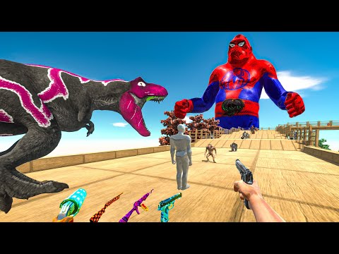 FPS AVATAR & REXY SAVES CARNIVOROUS DINOSAURS THROUGH GORO TRAP - Animal Revolt Battle Simulator
