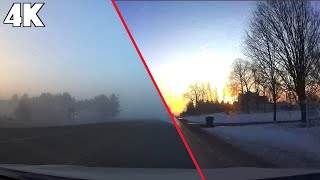 Super Fog To AMAZING Sunrise - 4K Dashcam