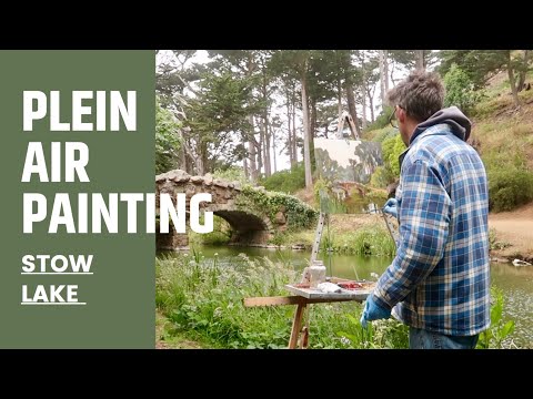 PLEIN AIR oil painting STOW LAKE BRIDGE