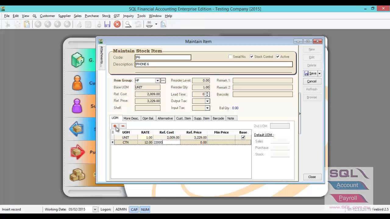 Stock Maintain Stock Item
