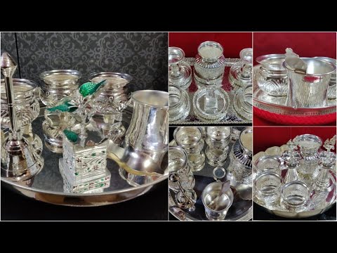 German Silver Washable Plate with German Silver Washable Pooja Set/Silver Pooja Sets