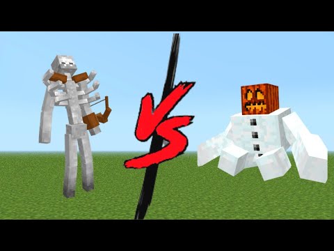 mutant skeleton vs mutant snow golem in minecraft mob battle