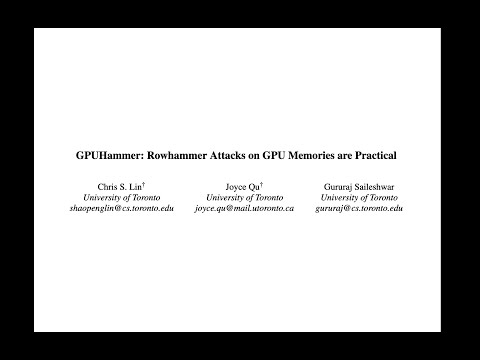 Seminar in Computer Architecture - S4: GPUHammer (Fall 2025)