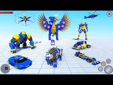 Multi Robot Car Transform Game 2021: Lion Mechanic Robot Helicopter - Android Gameplay
