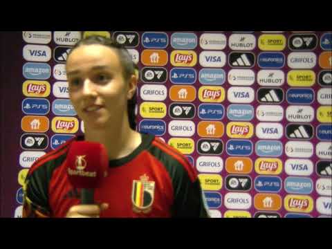 Interview met België speelster Loredana Humartus na de partij vs Nederland op het UEFA WU19 EC 2023.