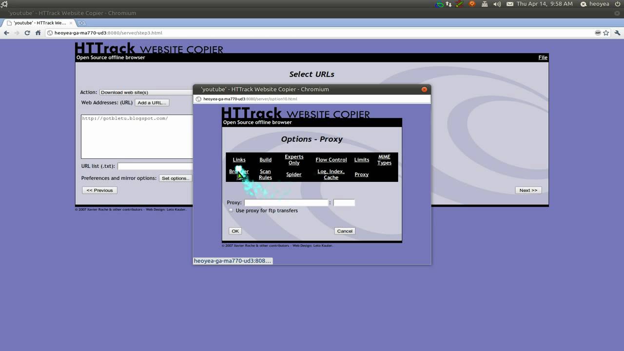WebHTTrack Website Copier - Ubuntu 10.10
