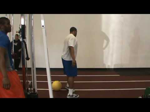 100 lbs Dead ball Clean & Press for conditioning at PSI