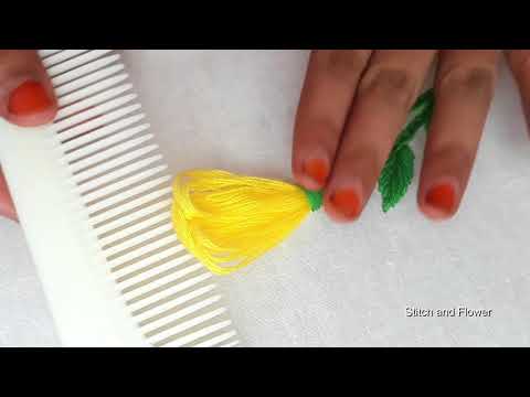 Hand Embroidery Amazing Trick. Sewing hack with hair comb Easy Flower design Embroidery Trick.