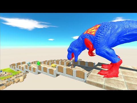 SUPERMAN T REX DEATH RUN - Animal Revolt Battle Simulator ARBS