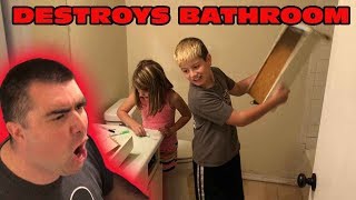 Kid Temper Tantrum Destroys His Bathroom Because H