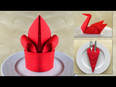 Servietten falten: 3 Anleitungen: Lilie, Schwan, Bestecktasche. Deko selber basteln